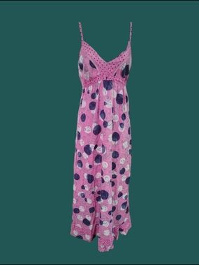 Y2K Boho Fairycore Festival Geometric Print Maxi Dress Vintage Euro Pink